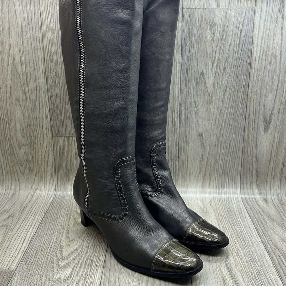 NWOT Brighton Leather & Patent Croc Torch Boots